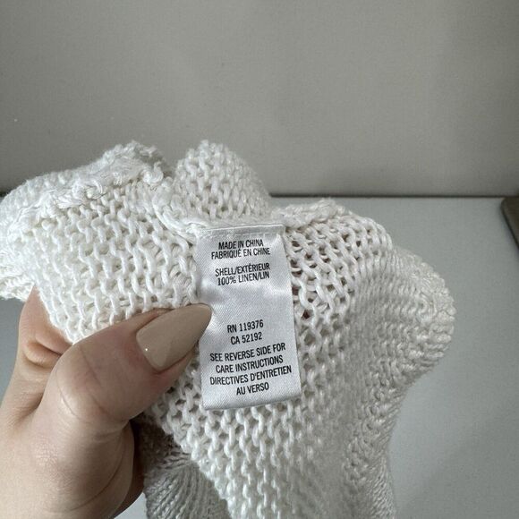 Helmut Lang Womens Sweater Small White 100% Linen Crochet Open Cardigan Beachy - Picture 8 of 10